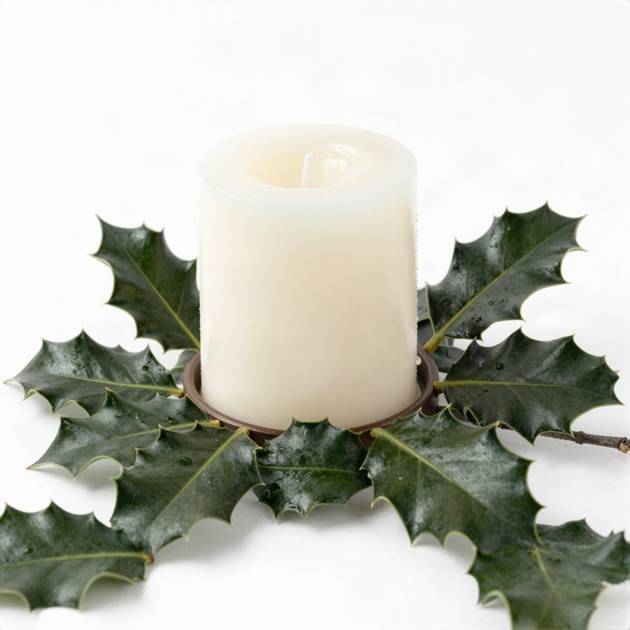 Holly Leaf Candle Holder Centerpiece